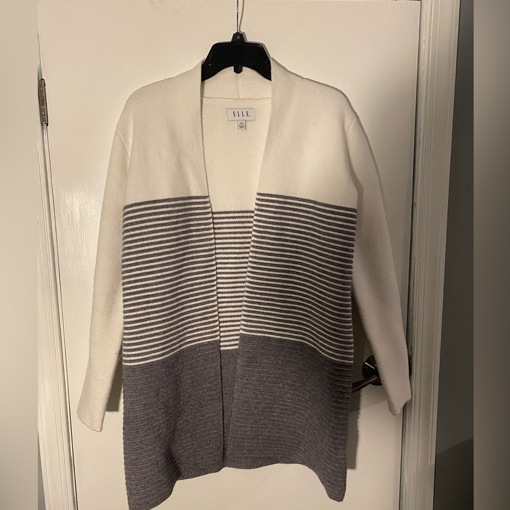 Gray and White Cardigan- Elle